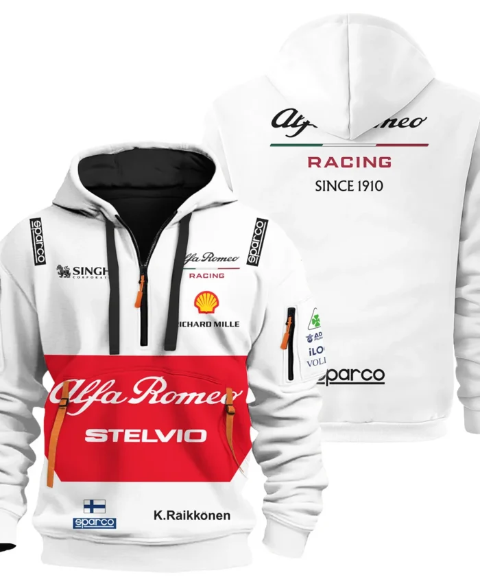 2019 Kimi Raikkonen Racing Suit Alfa Romeo F1 Hoodie Half Zip BLVAKR191125A6HDF