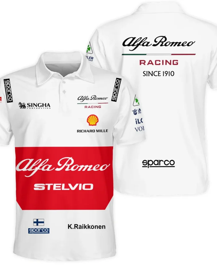 2019 Kimi Raikkonen Racing Suit Alfa Romeo F1 Polo Shirt BLVAKR191125A6PL
