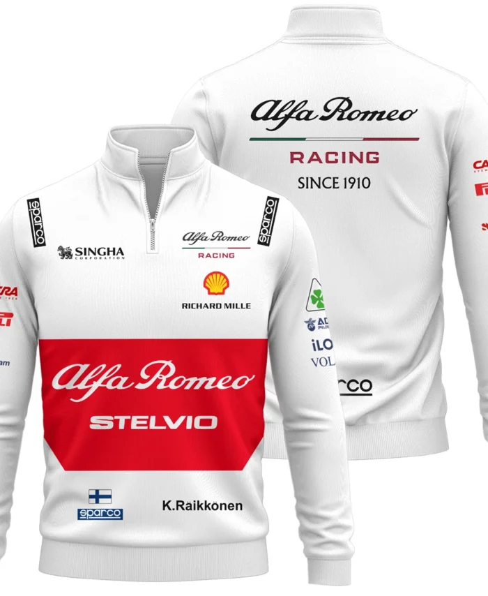 2019 Kimi Raikkonen Racing Suit Alfa Romeo F1 Quarter-Zip Sweatshirt BLVAKR191125A6QZS