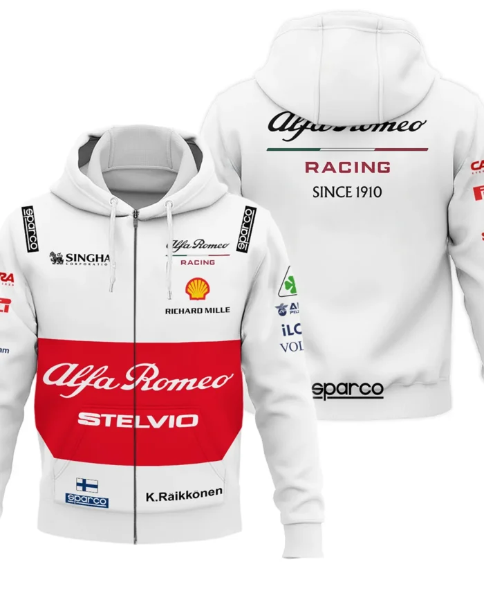 2019 Kimi Raikkonen Racing Suit Alfa Romeo F1 Zipper Hoodie BLVAKR191125A6ZHD
