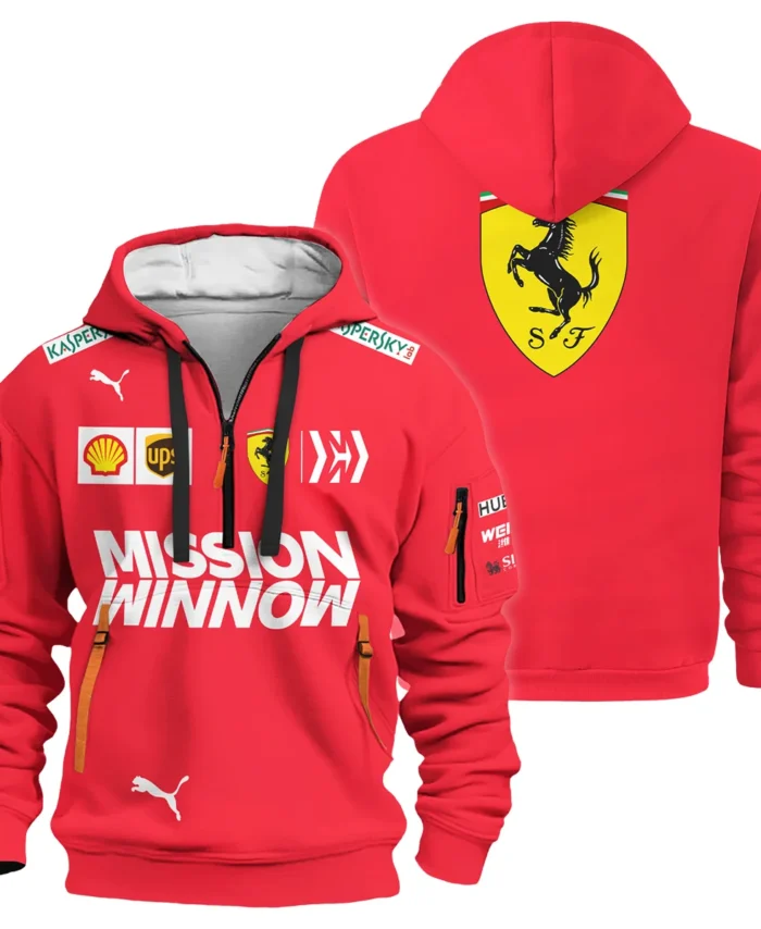 2019 Sebastian Vettel Racing Suit Ferrari F1 Hoodie Half Zip BLVASV110925A10HDF