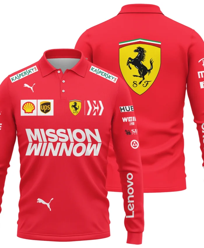 2019 Sebastian Vettel Racing Suit Ferrari F1 Long Polo Shirt BLVASV110925A10LPL
