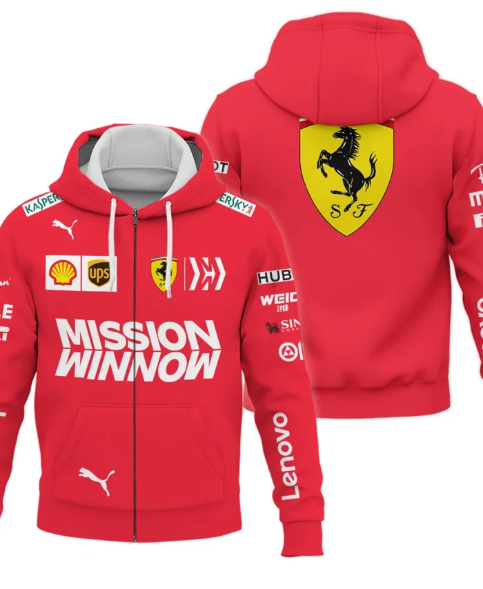 2019 Sebastian Vettel Racing Suit Ferrari F1 Zipper Hoodie BLVASV110925A10ZHD