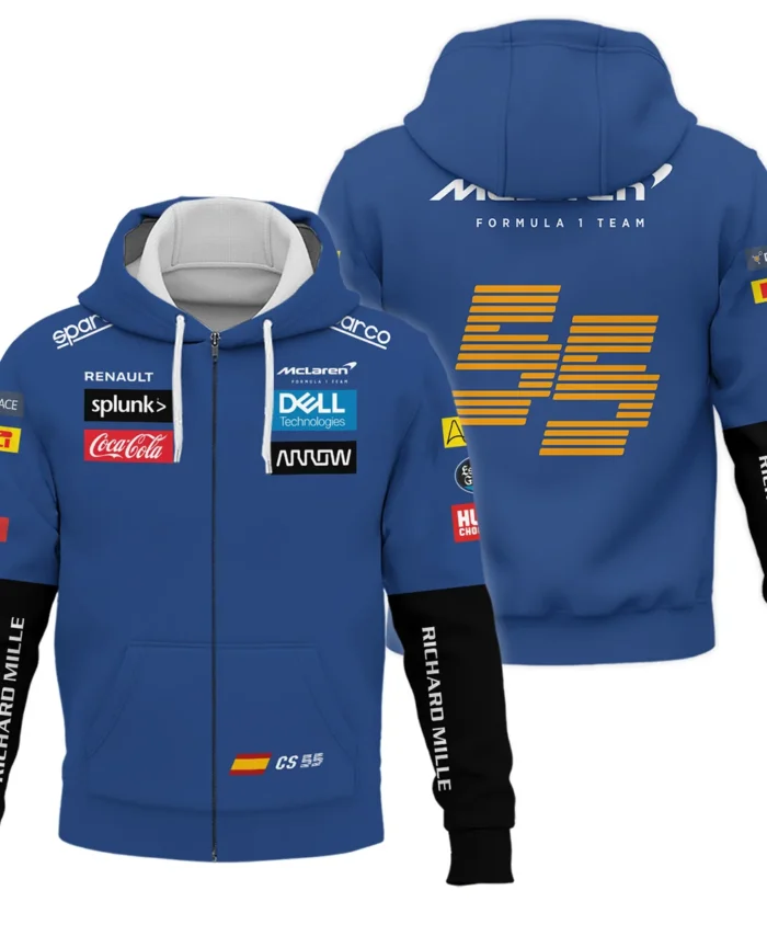 2020 Carlos Sainz Racing Suit McLaren F1 Zipper Hoodie BLVACS190825A16ZHD