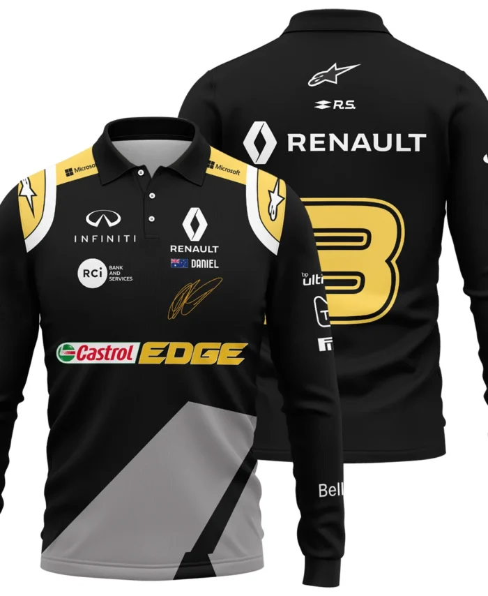 2020 Daniel Ricciardo Renault Alpinestars Race Suit Long Polo Shirt BLVA180725A04LPL