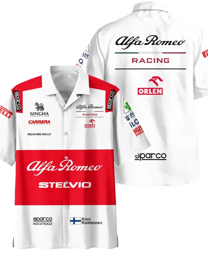 2020 Kimi Raikkonen Racing Suit Alfa Romeo F1 Hawaiian Shirt BLVAKR191125A7HW