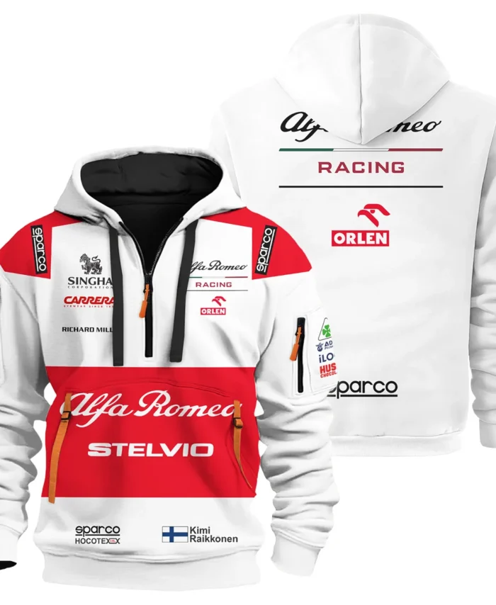 2020 Kimi Raikkonen Racing Suit Alfa Romeo F1 Hoodie Half Zip BLVAKR191125A7HDF