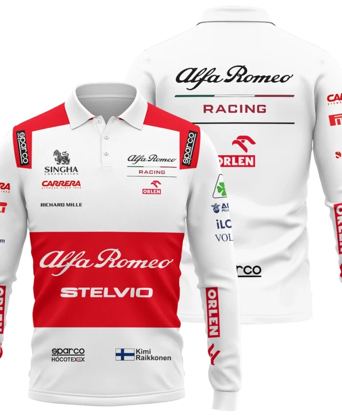 2020 Kimi Raikkonen Racing Suit Alfa Romeo F1 Long Polo Shirt BLVAKR191125A7LPL