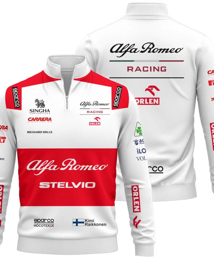 2020 Kimi Raikkonen Racing Suit Alfa Romeo F1 Quarter-Zip Sweatshirt BLVAKR191125A7QZS