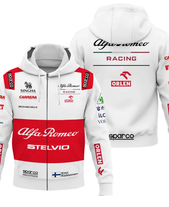 2020 Kimi Raikkonen Racing Suit Alfa Romeo F1 Zipper Hoodie BLVAKR191125A7ZHD