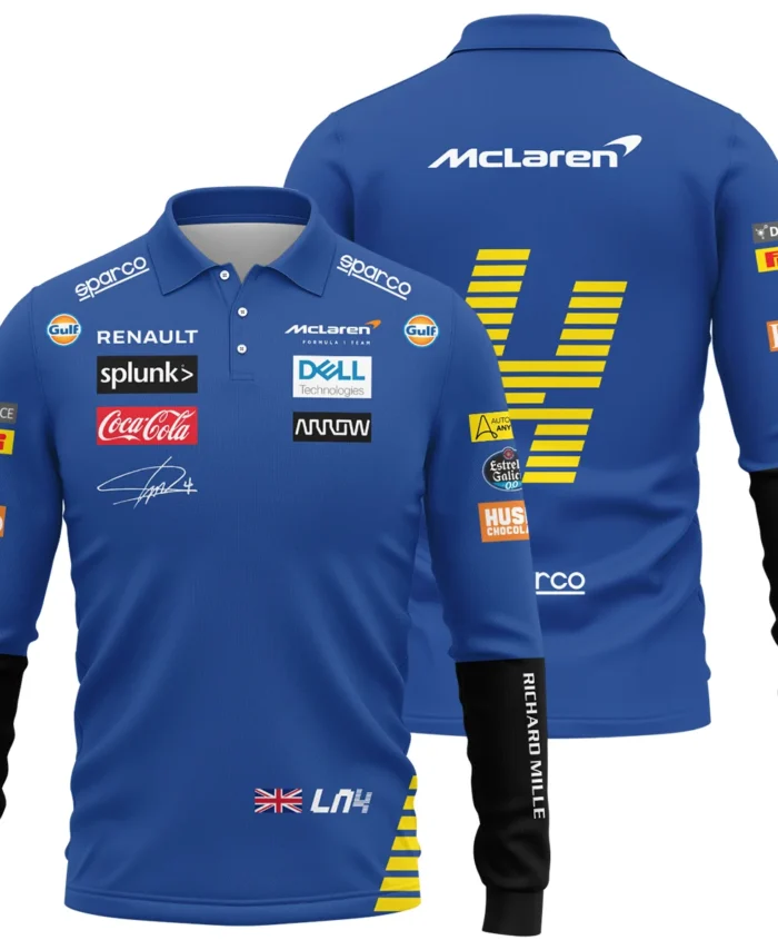 2020 Lando Norris Racing Suit McLaren F1 Long Polo Shirt BLVALN120825A1LPL