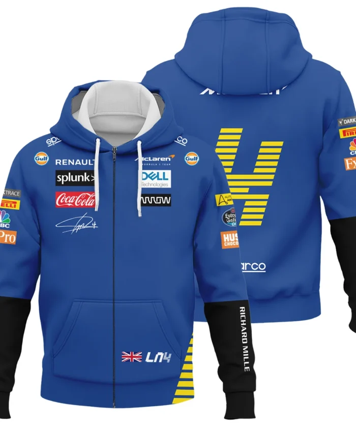 2020 Lando Norris Racing Suit McLaren F1 Zipper Hoodie BLVALN120825A1ZHD