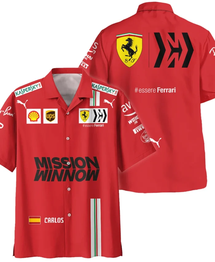 2021 Carlos Sainz Racing Suit Ferrari F1 Hawaiian Shirt BLVACS190825A7HW