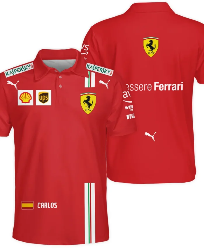 2021 Carlos Sainz Racing Suit Ferrari F1 Polo Shirt BLVACS190825A3PL