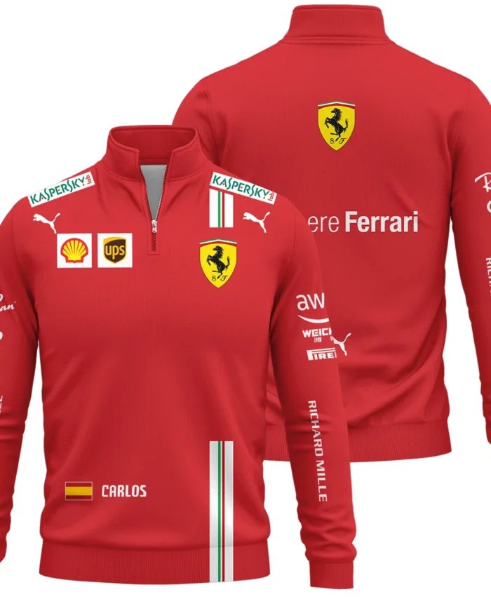 2021 Carlos Sainz Racing Suit Ferrari F1 Quarter-Zip Sweatshirt BLVACS190825A3QZS