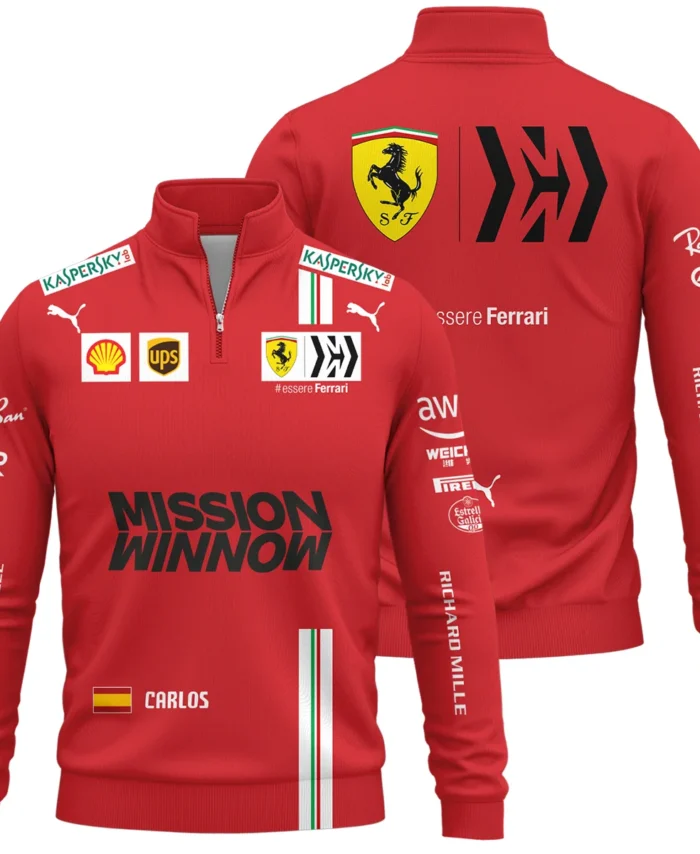 2021 Carlos Sainz Racing Suit Ferrari F1 Quarter-Zip Sweatshirt BLVACS190825A7QZS