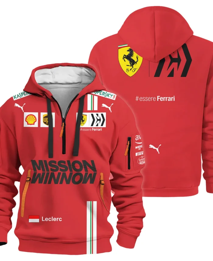 2021 Charles Leclerc Racing Suit Ferrari F1 Hoodie Half Zip BLVACL190825A8HDF