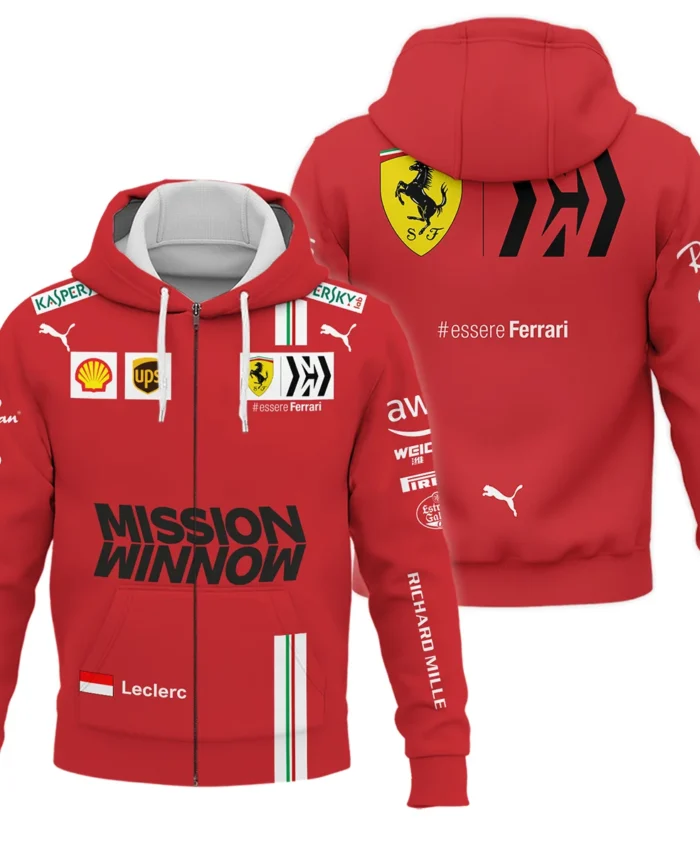 2021 Charles Leclerc Racing Suit Ferrari F1 Zipper Hoodie BLVACL190825A8ZHD