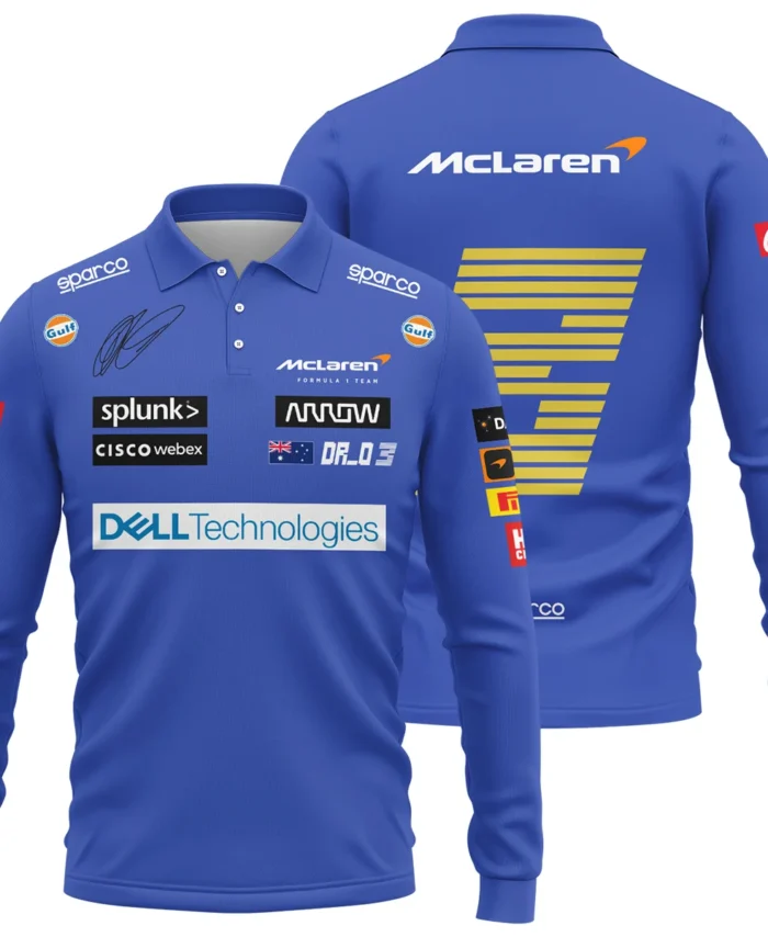 2021 Daniel Ricciardo McLaren F1 Team Race Suit Long Polo Shirt BLVA180725A03LPL