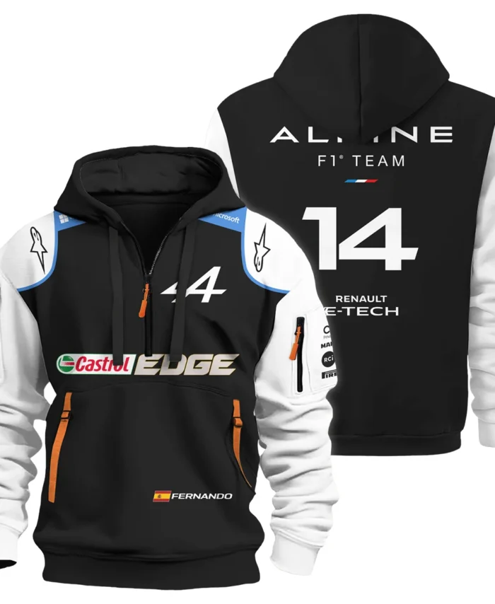 2021 Fernando Alonso Racing Suit Alpine F1 Hoodie Half Zip BLVAFA030925A9HDF