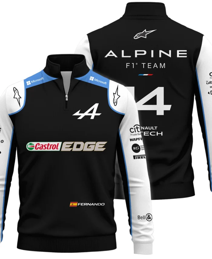 2021 Fernando Alonso Racing Suit Alpine F1 Quarter-Zip Sweatshirt BLVAFA030925A9QZS