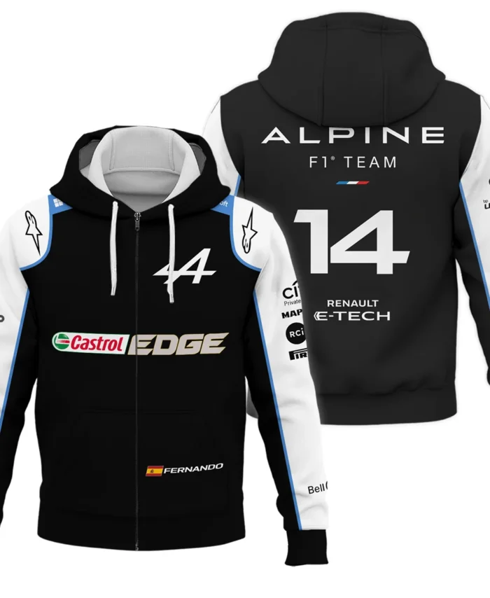 2021 Fernando Alonso Racing Suit Alpine F1 Zipper Hoodie BLVAFA030925A9ZHD