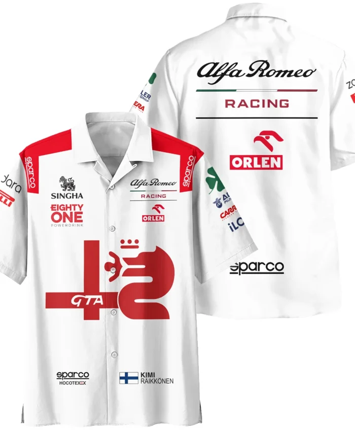 2021 Kimi Raikkonen Racing Suit Alfa Romeo F1 Hawaiian Shirt BLVAKR191125A8HW
