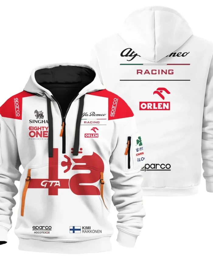 2021 Kimi Raikkonen Racing Suit Alfa Romeo F1 Hoodie Half Zip BLVAKR191125A8HDF