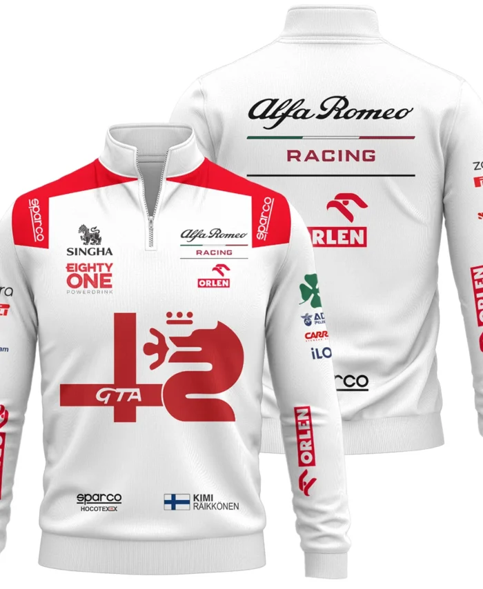 2021 Kimi Raikkonen Racing Suit Alfa Romeo F1 Quarter-Zip Sweatshirt BLVAKR191125A8QZS