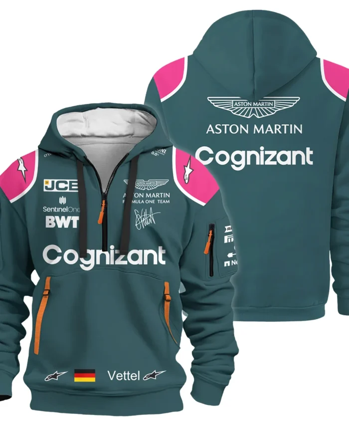 2021 Sebastian Vettel Racing Suit Aston Martin F1 Hoodie Half Zip BLVASV110925A2HDF