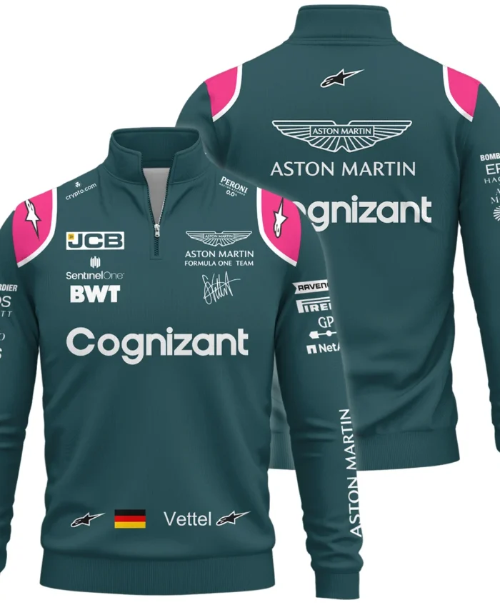 2021 Sebastian Vettel Racing Suit Aston Martin F1 Quarter-Zip Sweatshirt BLVASV110925A2QZS