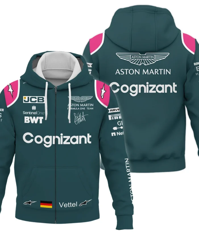 2021 Sebastian Vettel Racing Suit Aston Martin F1 Zipper Hoodie BLVASV110925A2ZHD