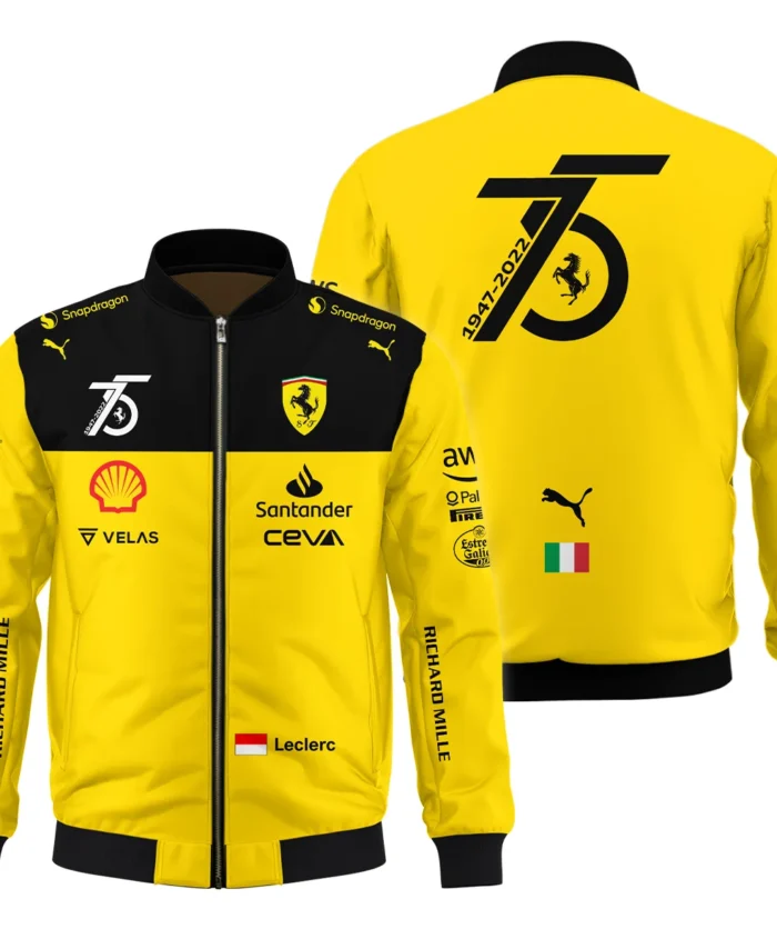 2022 75th Anniversary Charles Leclerc Racing Suit Ferrari F1 Bomber BLVACL190825A13BB