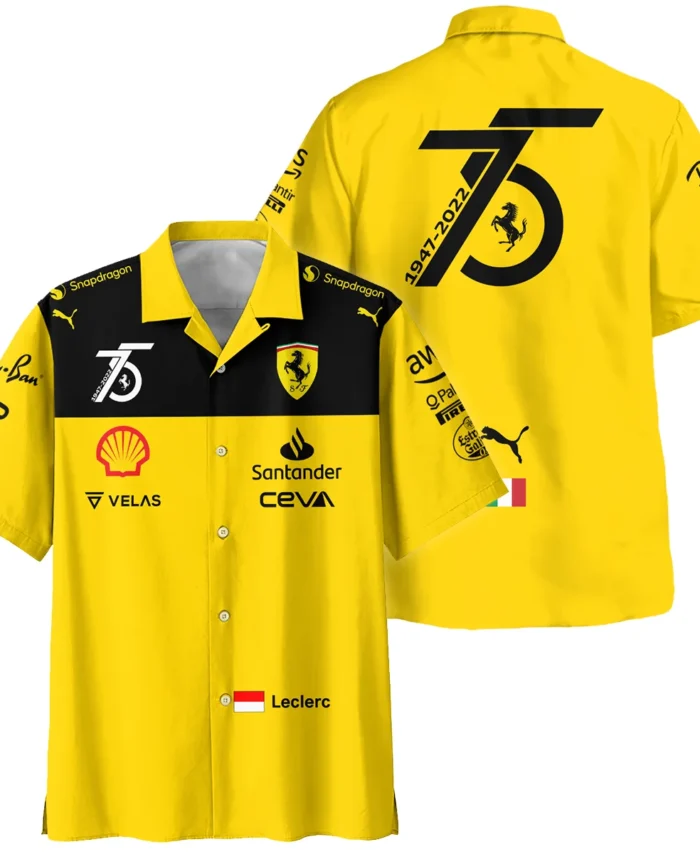 2022 75th Anniversary Charles Leclerc Racing Suit Ferrari F1 Hawaiian Shirt BLVACL190825A13HW