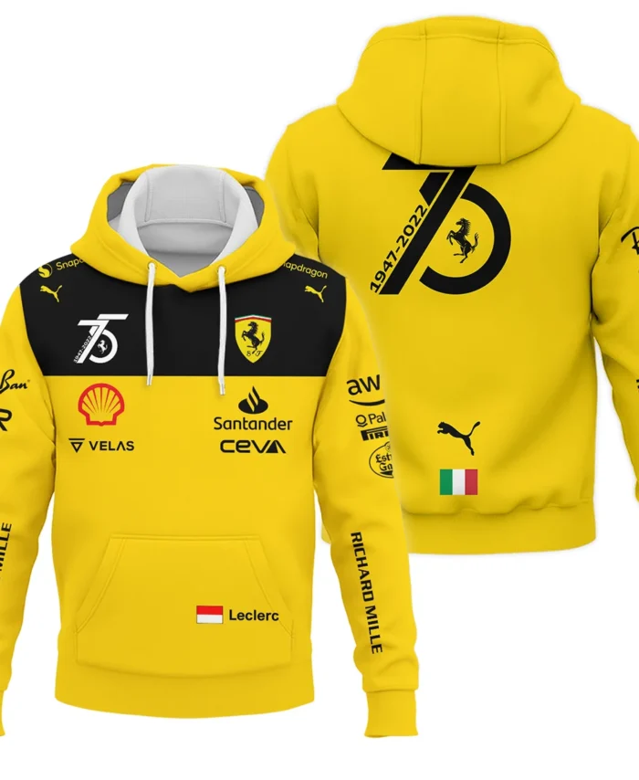 2022 75th Anniversary Charles Leclerc Racing Suit Ferrari F1 Hoodie BLVACL190825A13HD
