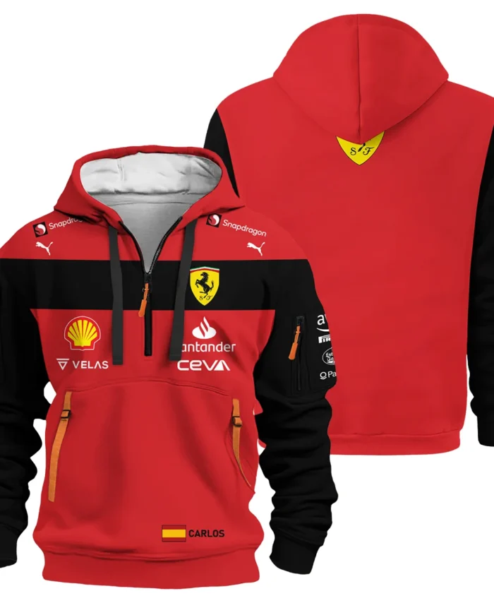 2022 Carlos Sainz Racing Suit Ferrari F1 Hoodie Half Zip BLVACS190825A11HDF