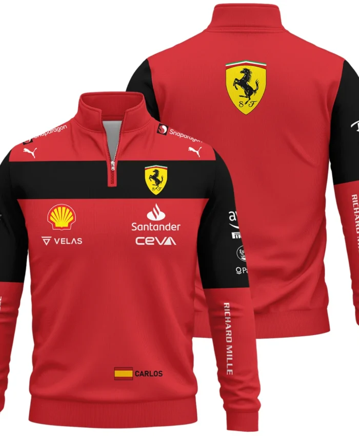 2022 Carlos Sainz Racing Suit Ferrari F1 Quarter-Zip Sweatshirt BLVACS190825A11QZS
