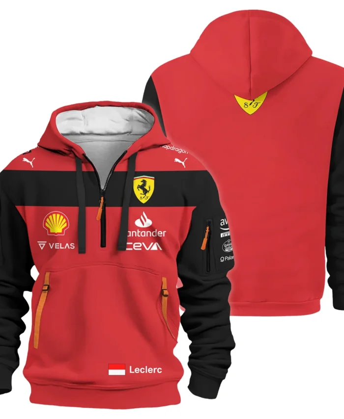 2022 Charles Leclerc Racing Suit Ferrari F1 Hoodie Half Zip BLVACL190825A11HDF