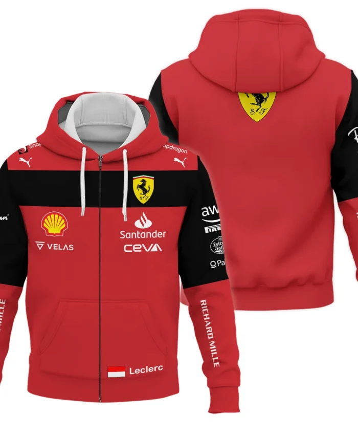 2022 Charles Leclerc Racing Suit Ferrari F1 Zipper Hoodie BLVACL190825A11ZHD