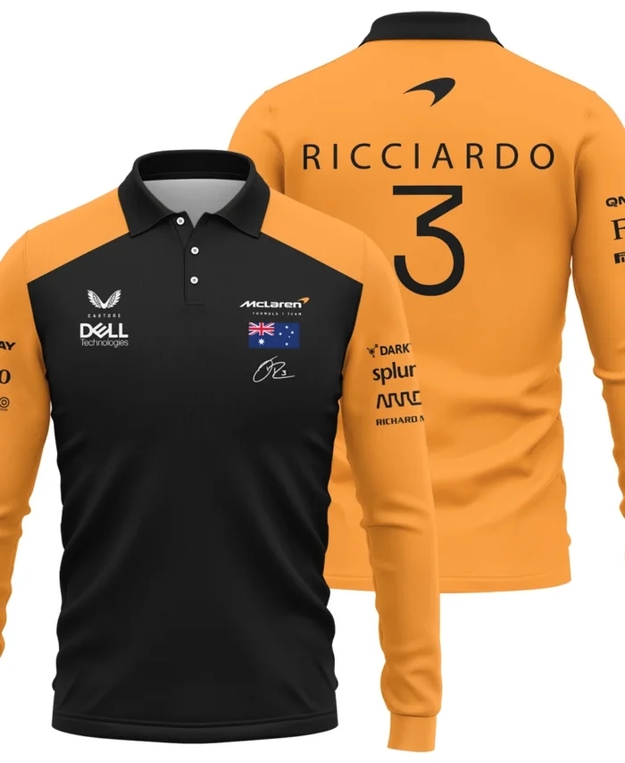 2022 Daniel Ricciardo McLaren F1 Team Suit Long Polo Shirt BLVA180725A07LPL