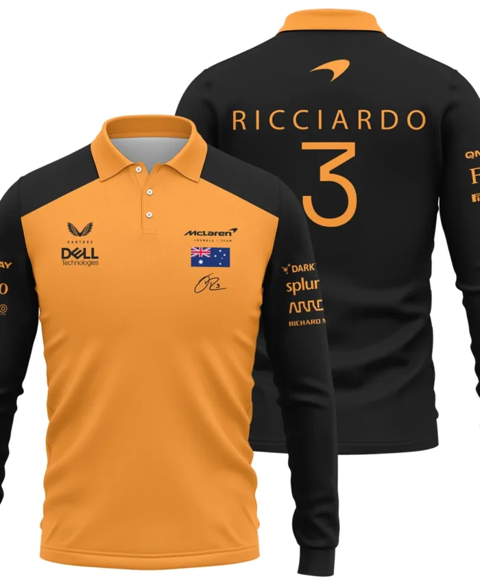 2022 Daniel Ricciardo McLaren F1 Team Suit Long Polo Shirt BLVA180725A08LPL