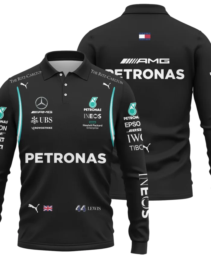 2022 Lewis Hamilton Racing Suit Mercedes F1 Long Polo Shirt BLVALH260825A6LPL