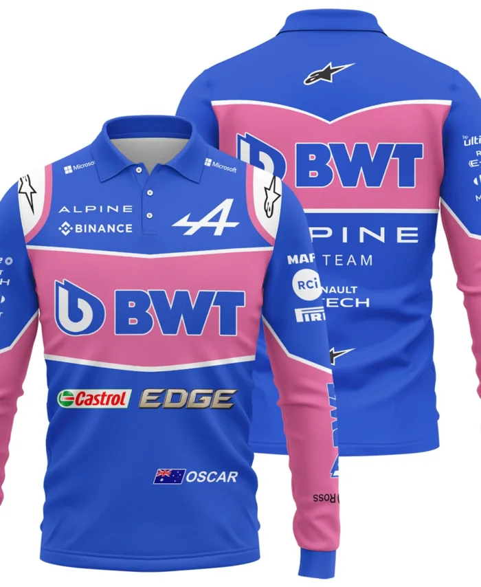 2022 Oscar Piastri Racing Suit Alpine F1 Long Polo Shirt BLVAOP150825A7LPL