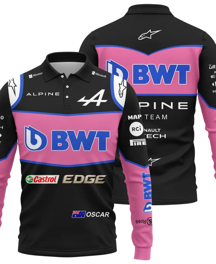 2022 Oscar Piastri Racing Suit Alpine F1 Long Polo Shirt BLVAOP150825A8LPL