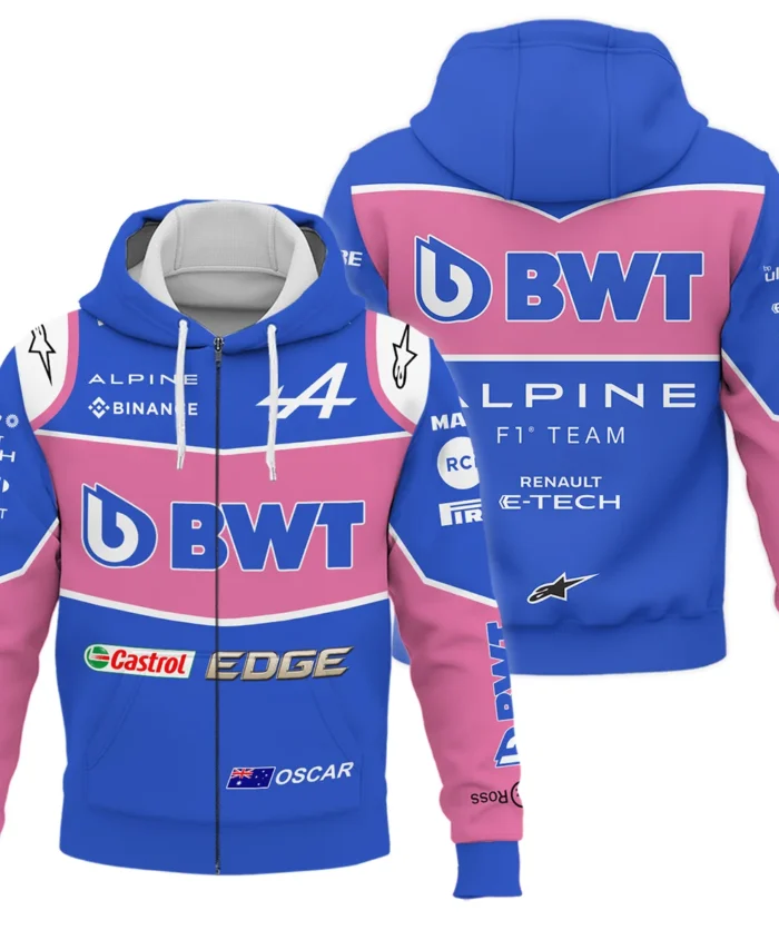 2022 Oscar Piastri Racing Suit Alpine F1 Zipper Hoodie BLVAOP150825A7ZHD