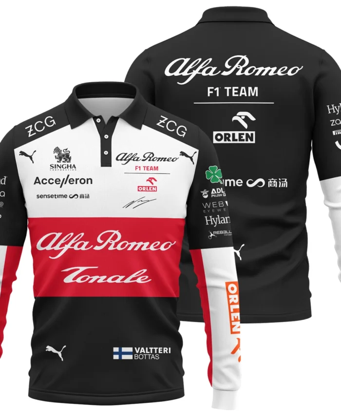 2022 Valtteri Bottas Racing Suit Alfa Romeo F1 Long Polo Shirt BLVAVB130925A6LPL