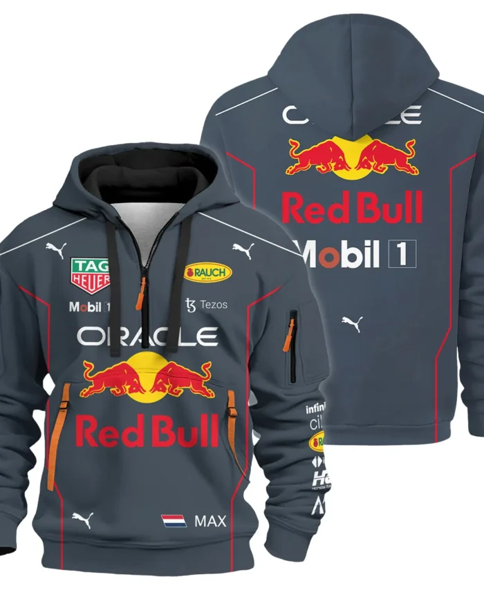 2022 WDC Max Verstappen Racing Suit Red Bull Racing F1 Hoodie Half Zip BLVAMV281125A1HDF