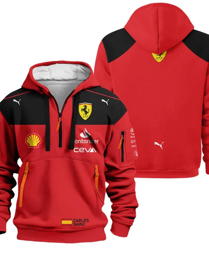 2023 Carlos Sainz Racing Suit Ferrari F1 Hoodie Half Zip BLVACS190825A10HDF