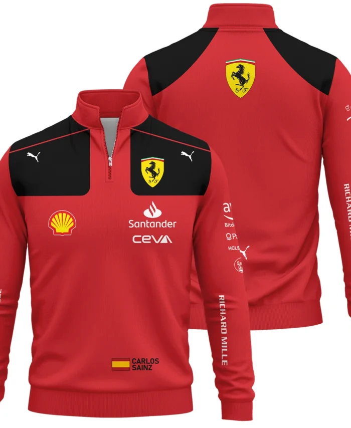 2023 Carlos Sainz Racing Suit Ferrari F1 Quarter-Zip Sweatshirt BLVACS190825A10QZS