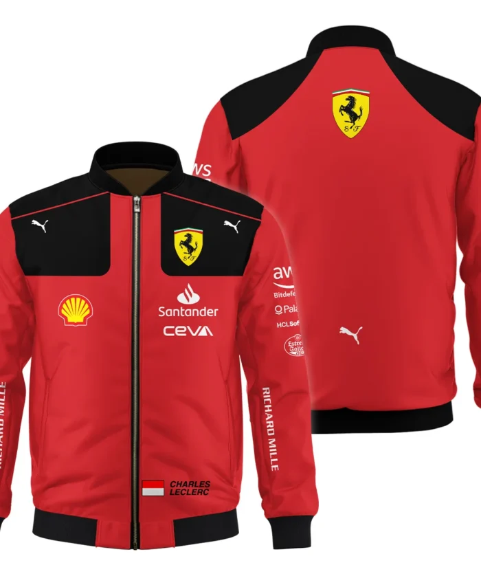 2023 Charles Leclerc Racing Suit Ferrari F1 Bomber BLVACL190825A10BB